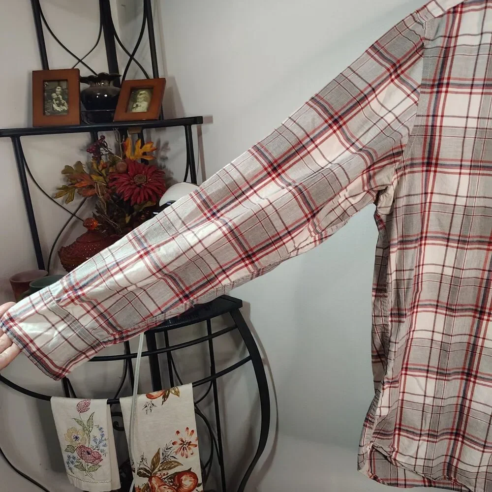 J.CREW Cotton Plaid Slim Fit Button-Down Shirt Men's Large Long Sleeve Casual